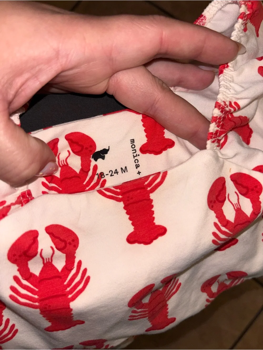 Monica + Andy Lobster Print Baby Romper - Red on Cream (18-24M)